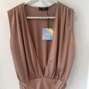 NWT Missguided Pink Plunge Bodysuit